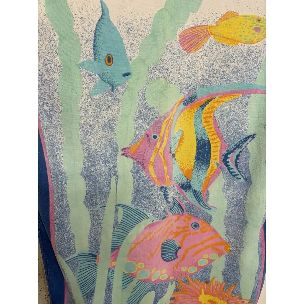 Vintage Seaside Oversized Beach Towel Ocean Tropical Fish Scene 30